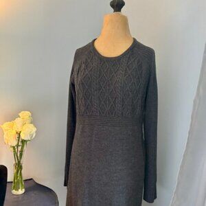 Ibex Arranmore Merino Wool Cableknit Sweater Dress M Gray